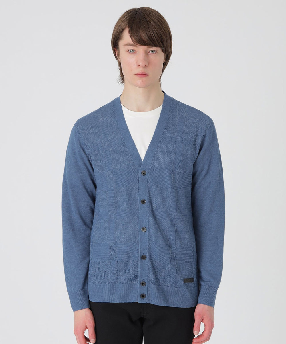 シャドーチェックリネンカーディガン