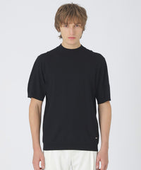 ヴィスコンフィーモックネックニットTシャツ（ニットウェア）｜BLACK