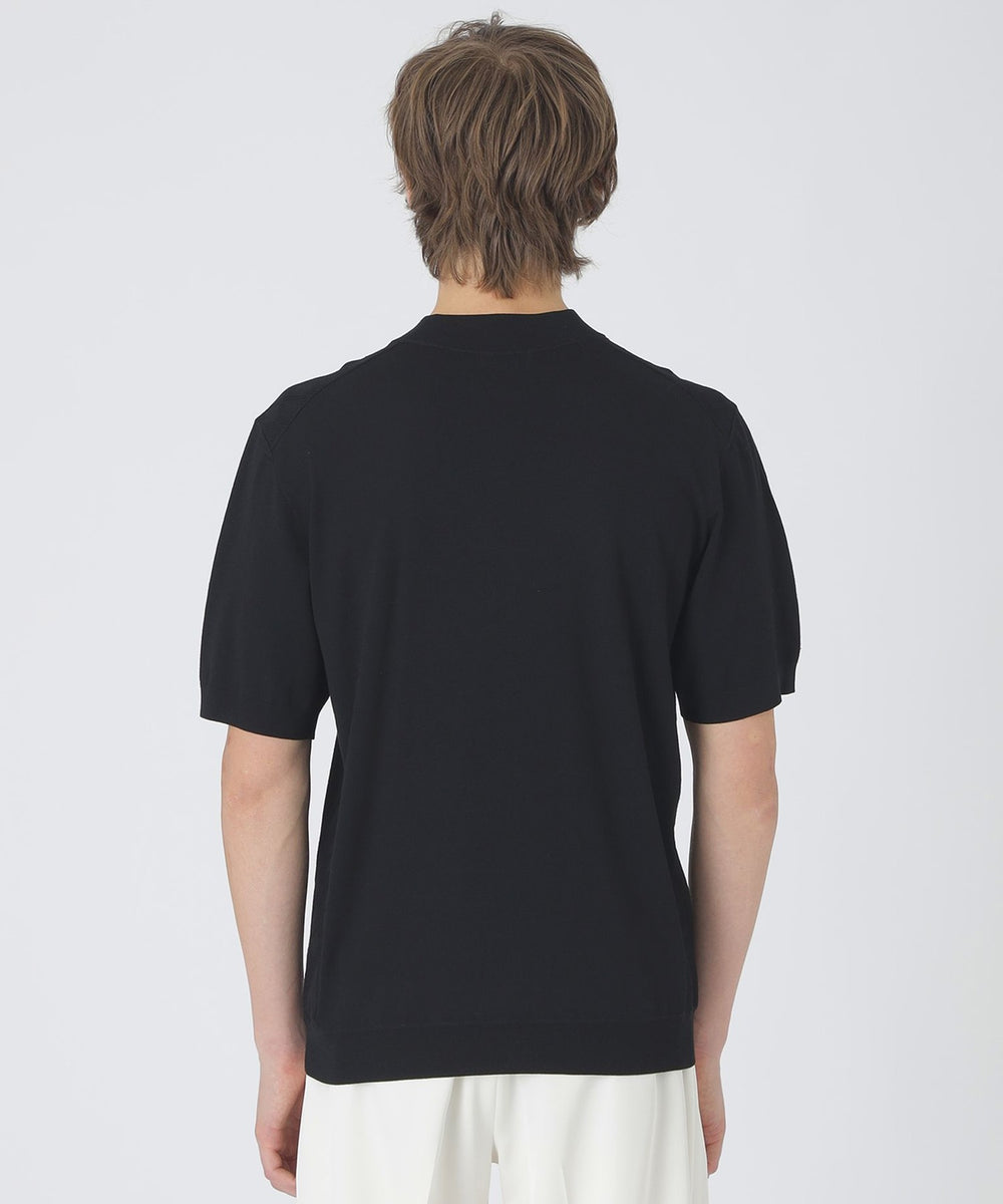 ヴィスコンフィーモックネックニットTシャツ（ニットウェア）｜BLACK
