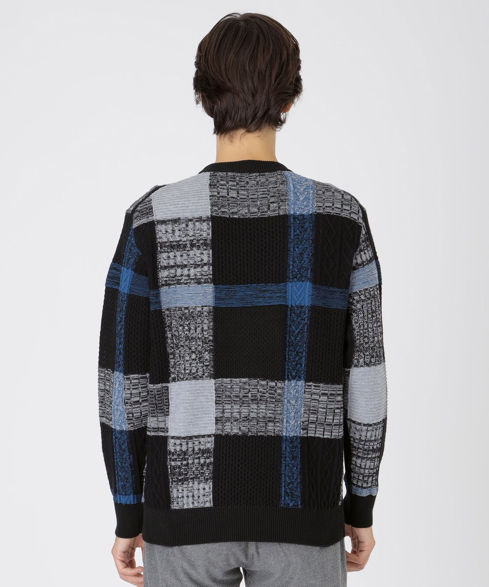 テクスチャーミックスクレストブリッジチェックニット（ニット