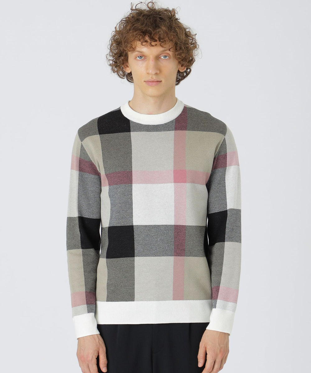 157 新品 ブラックレーベル クレストブリッジ チェックニット M エアメッシュクレストブリッジチェックニットTシャツ（ニット