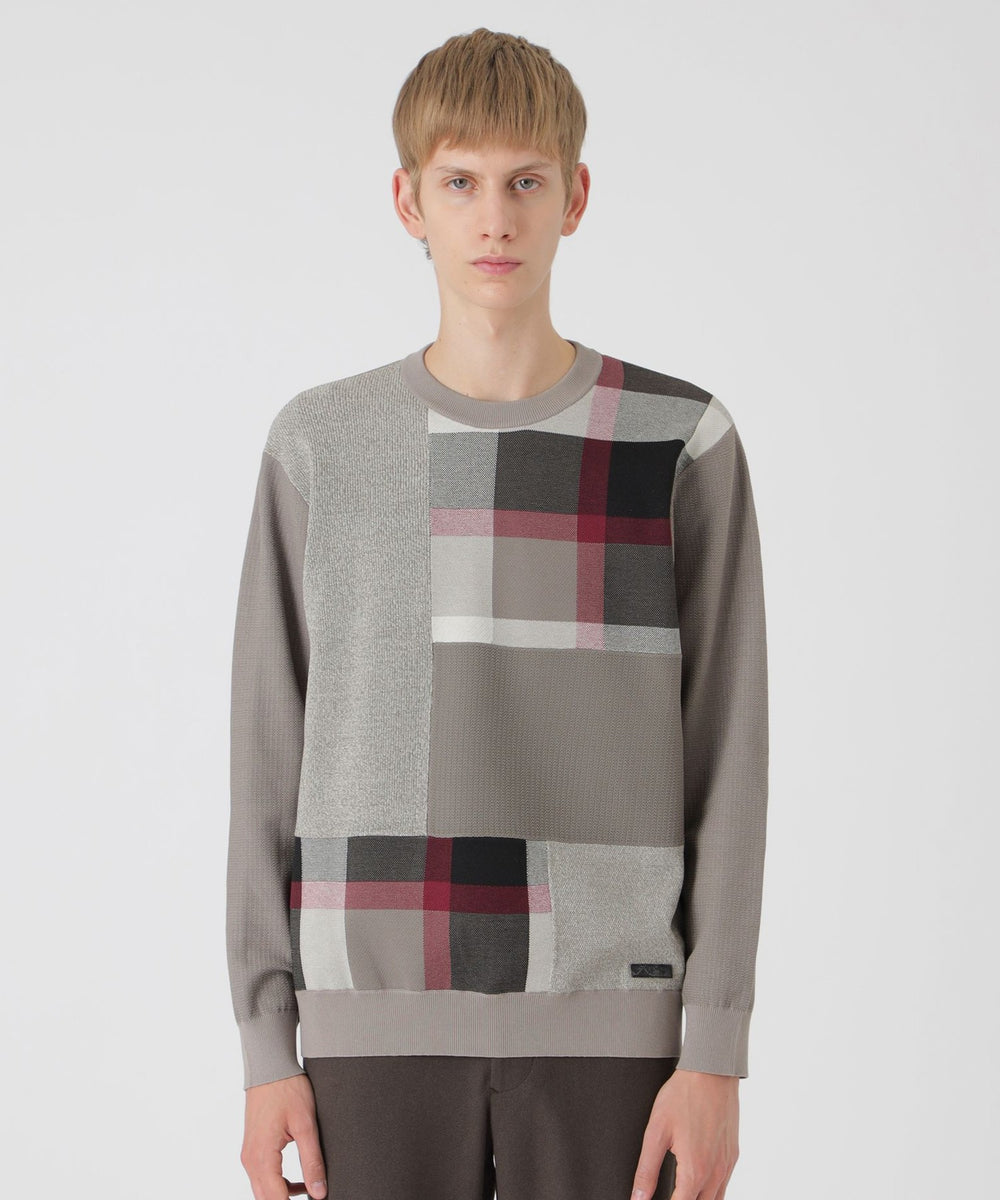 パッチワーククレストブリッジチェックニット