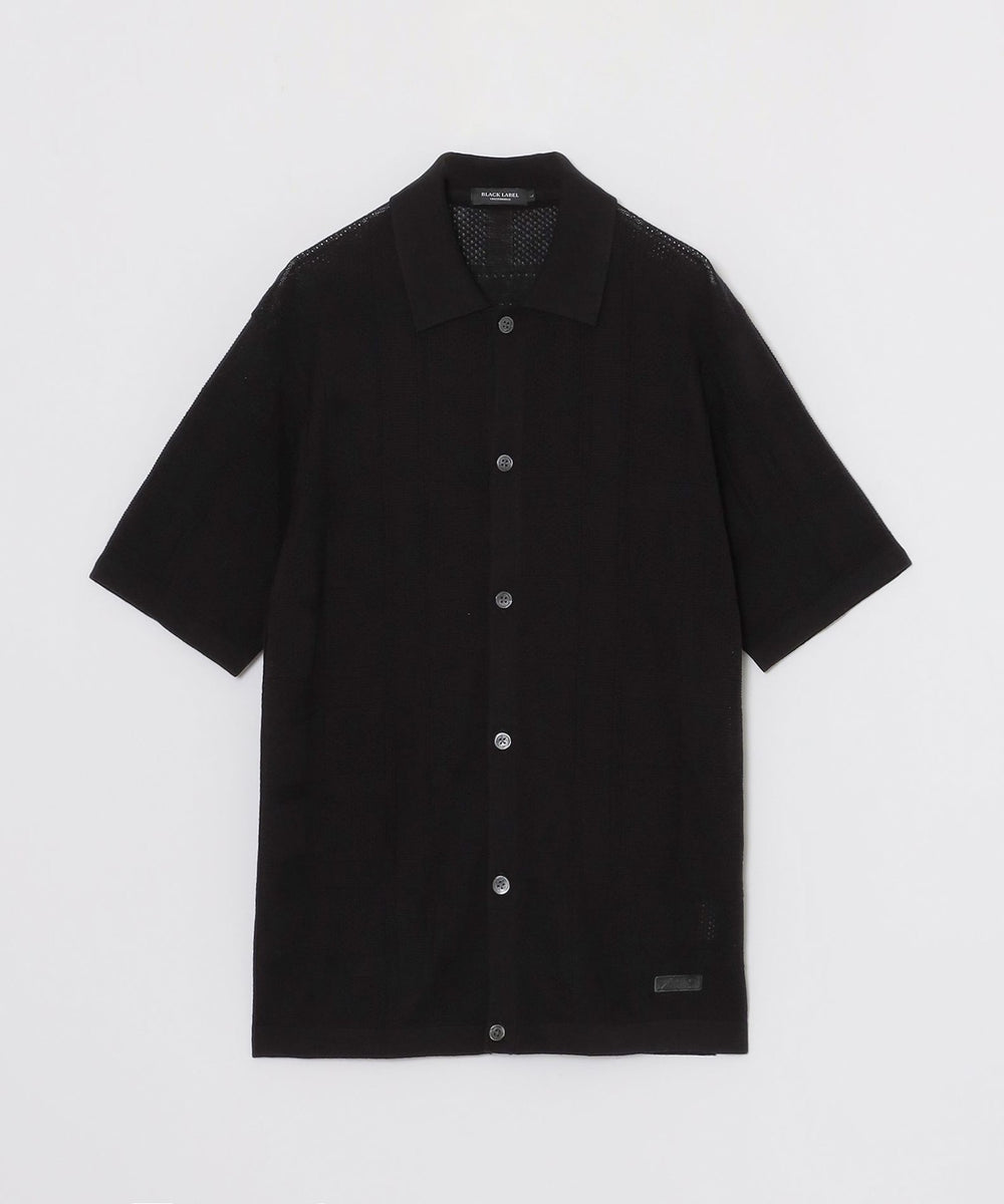 シャドーチェックニットシャツカーディガン（ニットウェア）｜BLACK