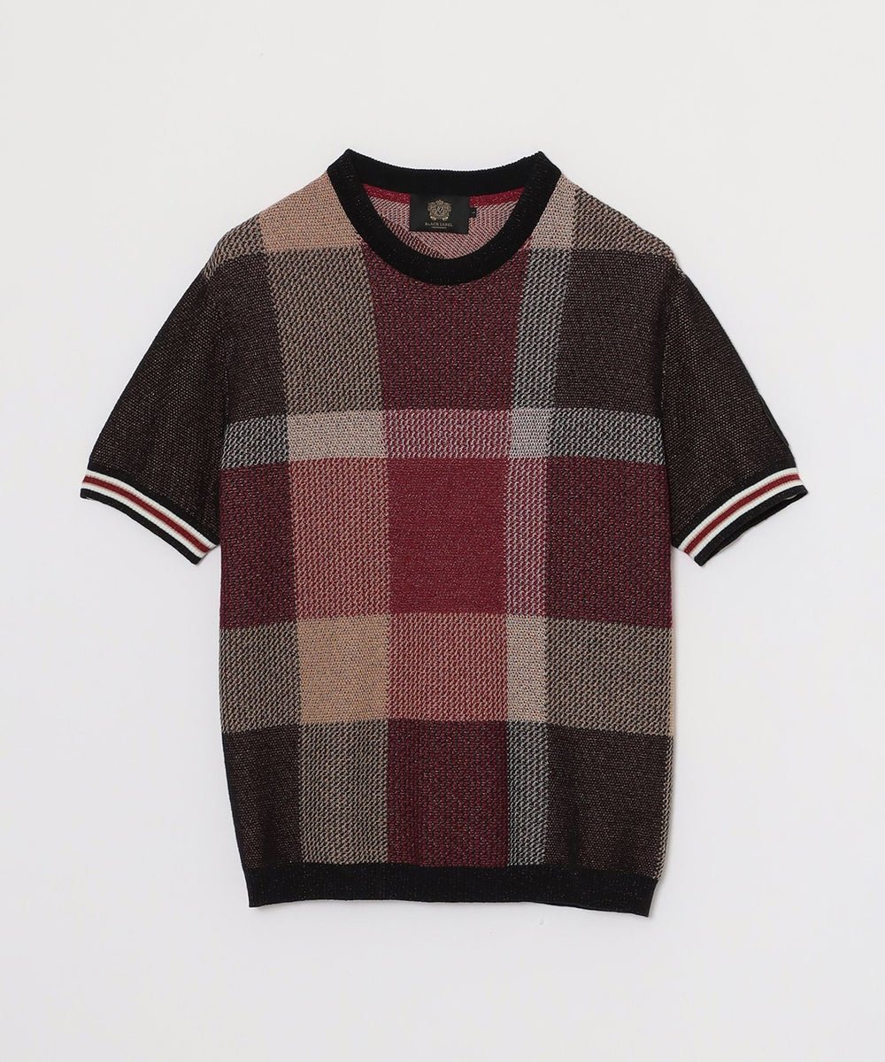 ブルーレーベルクレストブリッジ　ブラック　袖チェックTシャツ BLUE LABEL / BLACK LABEL CRESTBRIDGE｜【BLACK lab.】ファブリック