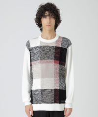 一部店舗限定】パネルテクスチャークレストブリッジチェックニット