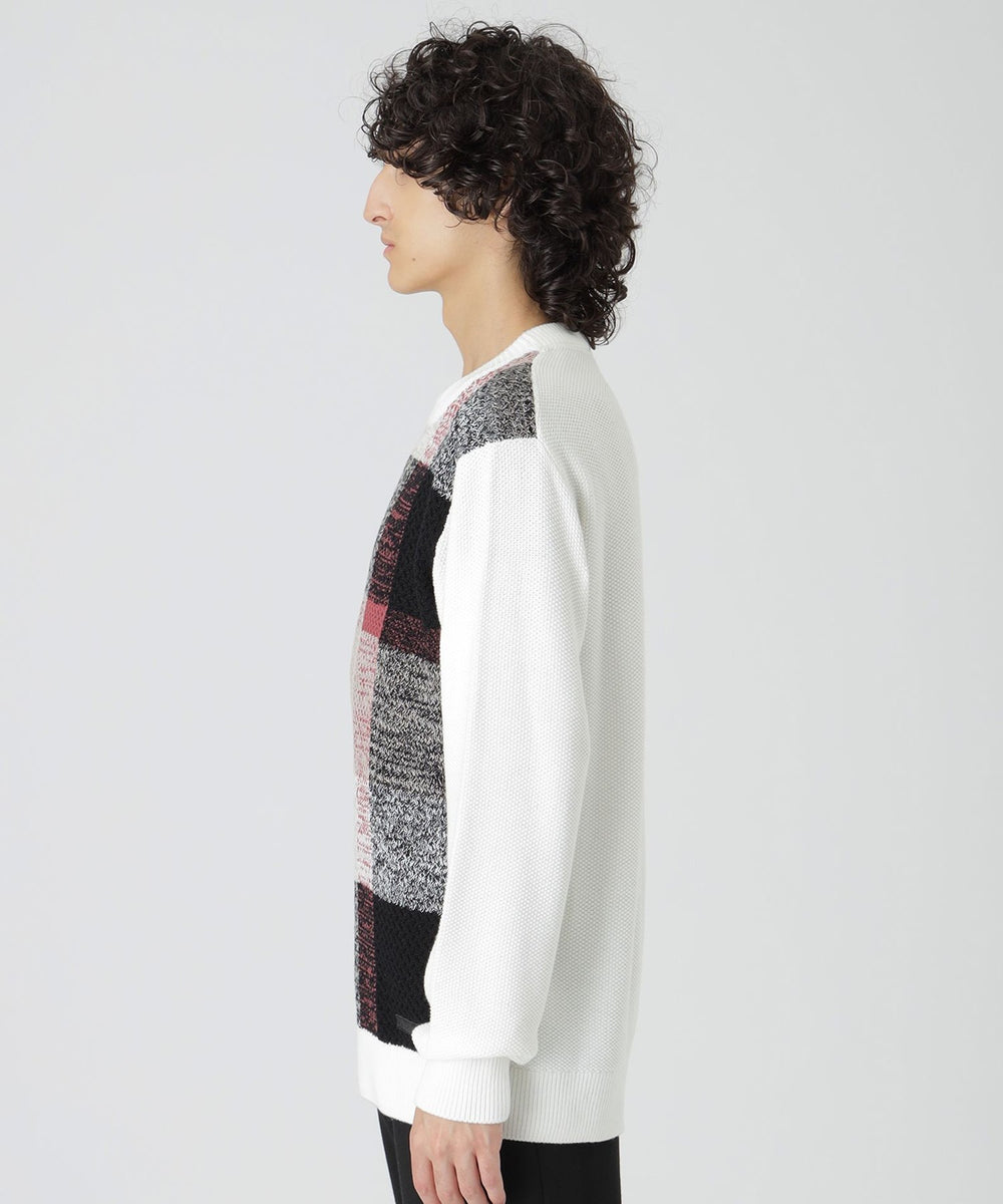一部店舗限定】パネルテクスチャークレストブリッジチェックニット