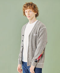 WEB・一部店舗限定】パーシャルチェックケーブルカーディガン（WEB限定