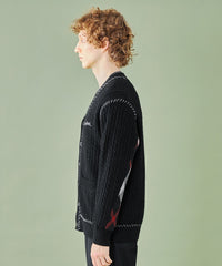 WEB・一部店舗限定】パーシャルチェックケーブルカーディガン（WEB限定