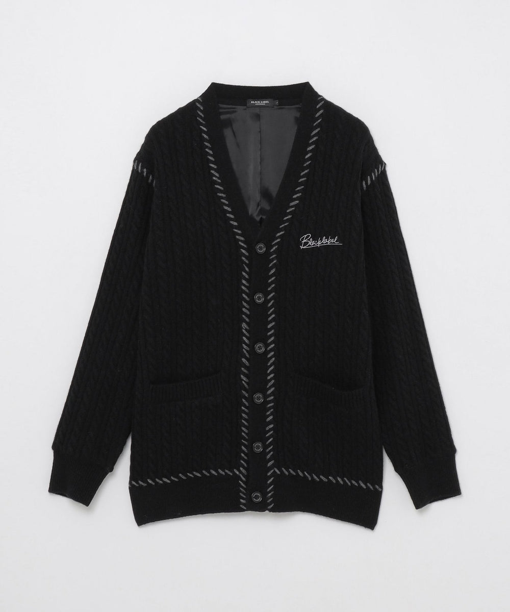 WEB・一部店舗限定】パーシャルチェックケーブルカーディガン（WEB限定