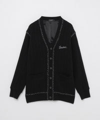 WEB・一部店舗限定】パーシャルチェックケーブルカーディガン