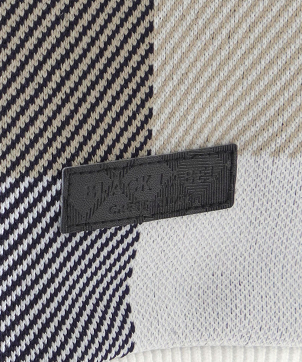 チェックニットドッキングスウェットシャツ（カットソー）｜BLACK