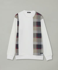 チェックニットドッキングスウェットシャツ（カットソー）｜BLACK