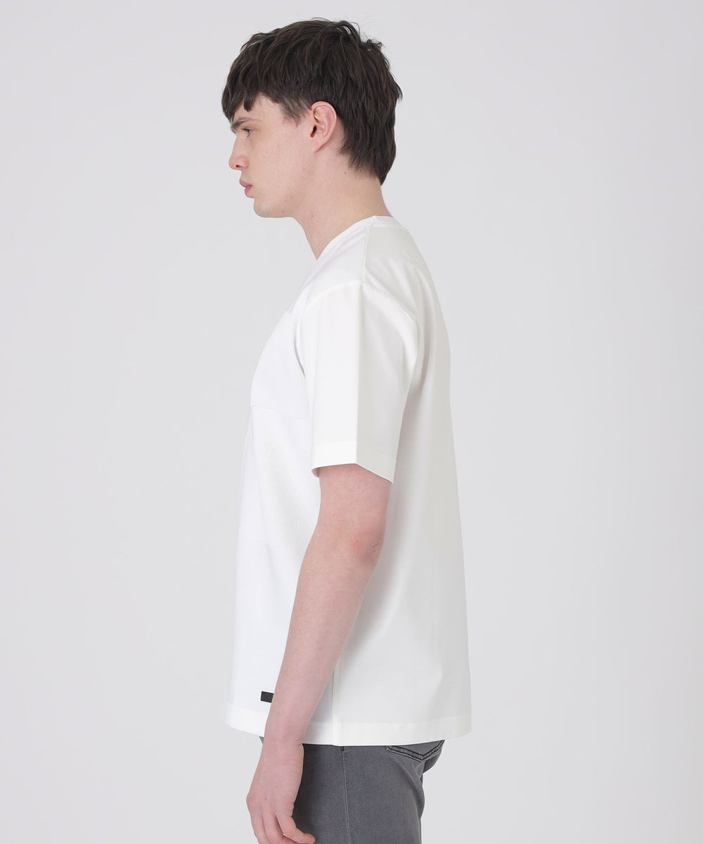 フェードカラーパネルシャドーチェックTシャツ（カットソー）｜BLACK