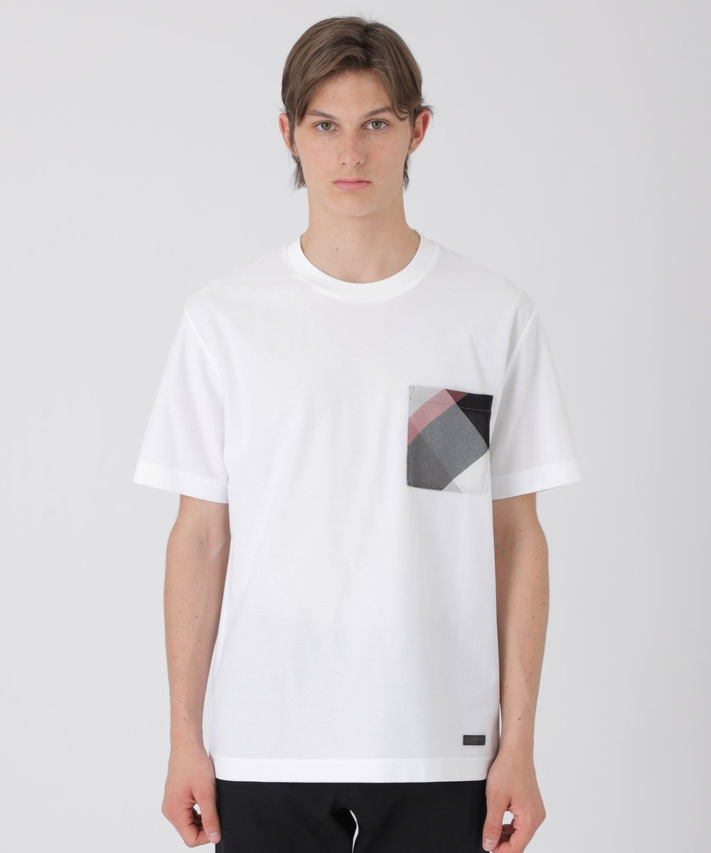 カラミチェックポケットTシャツ（カットソー）｜BLACK LABEL