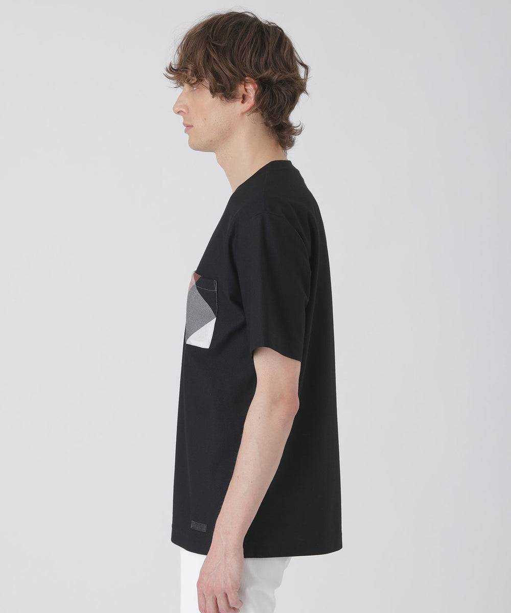 カラミチェックポケットTシャツ（カットソー）｜BLACK LABEL