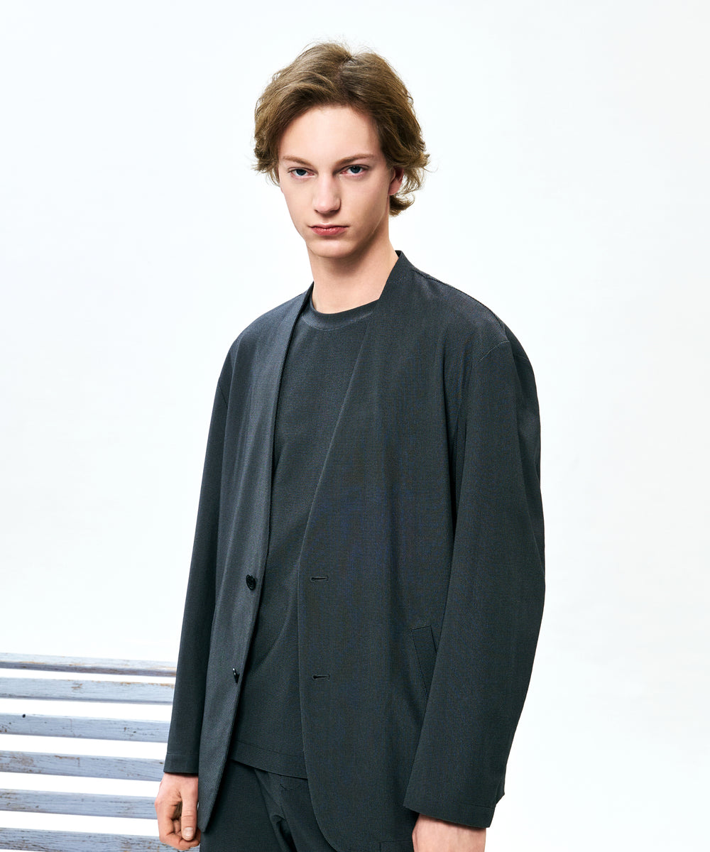 BLACK lab.】AIRTOOLライトメッシュカーディガン（カットソー）｜BLACK