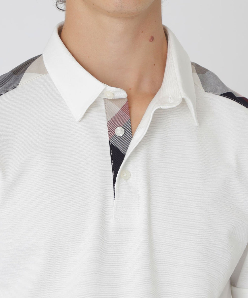 一部店舗限定】ショルダーチェックポロシャツ（カットソー）｜BLACK