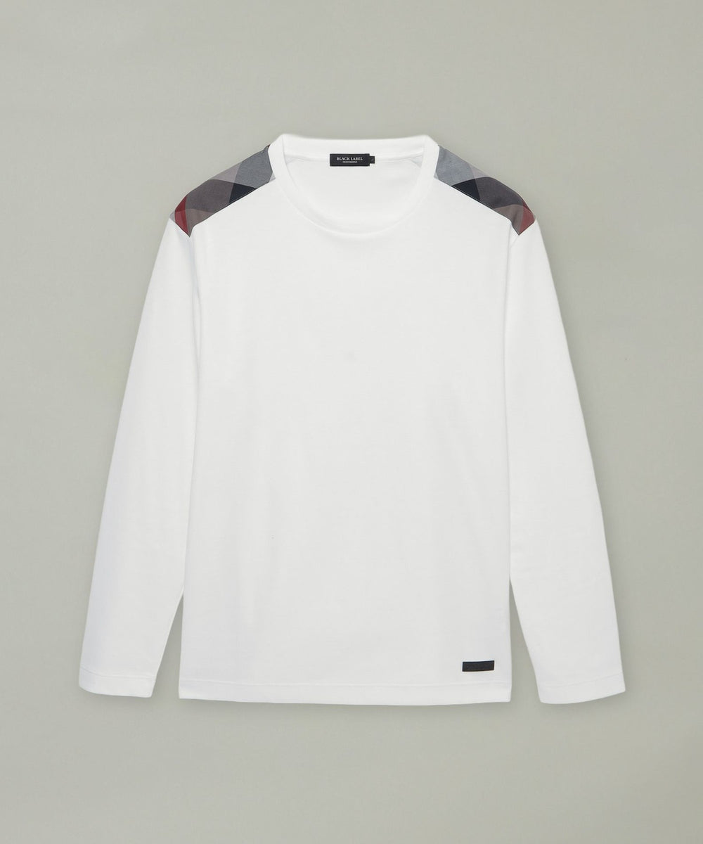 一部店舗限定】ショルダーチェックニットソー（カットソー）｜BLACK