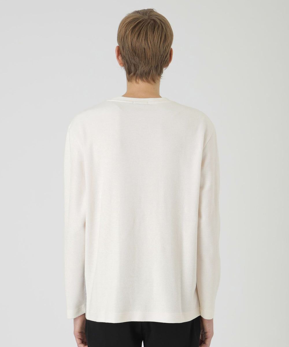 一部店舗限定】チェックストライプパッチワークニットソー（カットソー