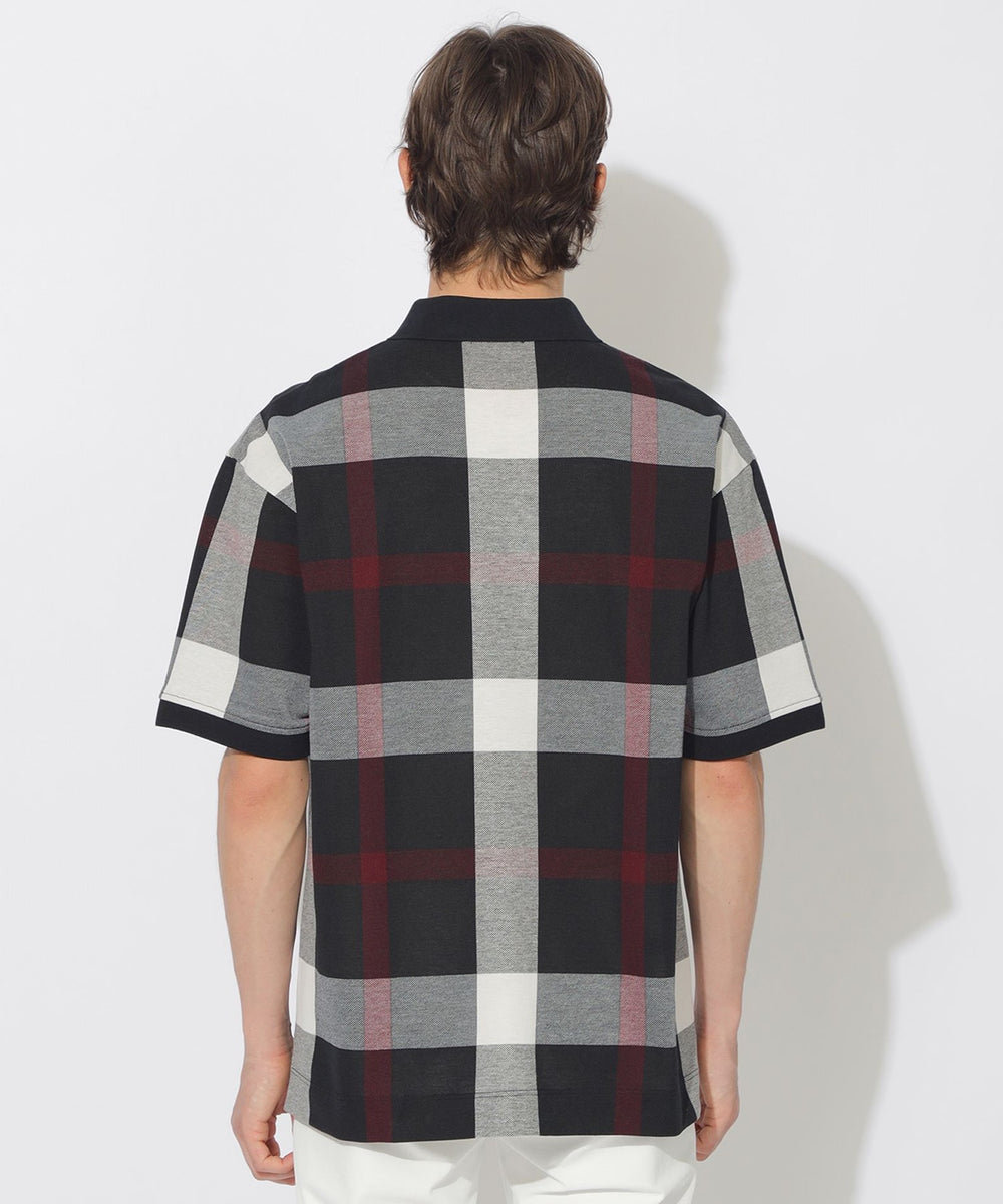 希少ＬＬサイズBLACK LABEL メガチェック 総柄 デザインポロシャツ パーシャルチェックポロシャツ（カットソー）｜BLACK LABEL