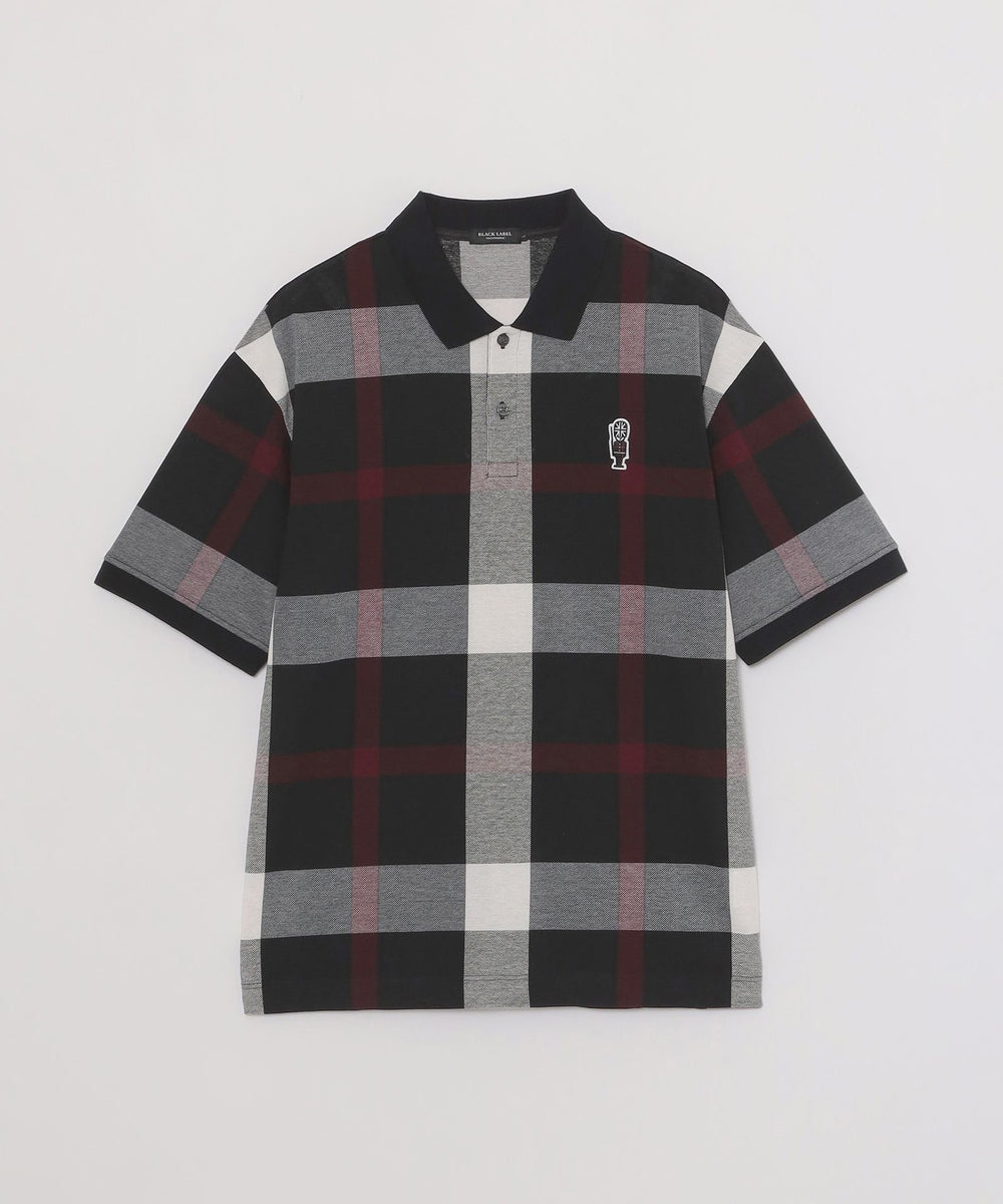 希少ＬＬサイズBLACK LABEL メガチェック 総柄 デザインポロシャツ パーシャルチェックポロシャツ（カットソー）｜BLACK LABEL