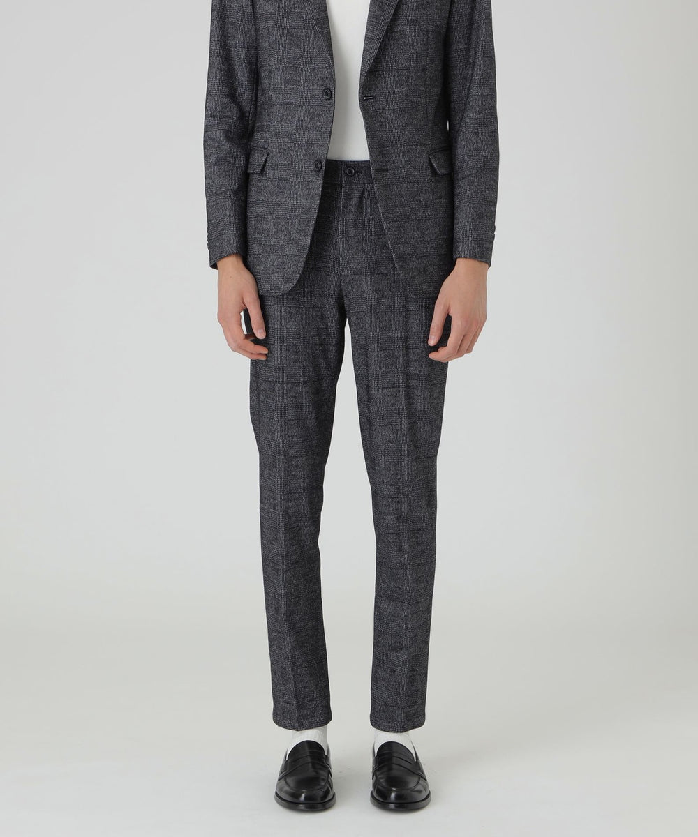 グレンチェックウールジャージートラウザーズ