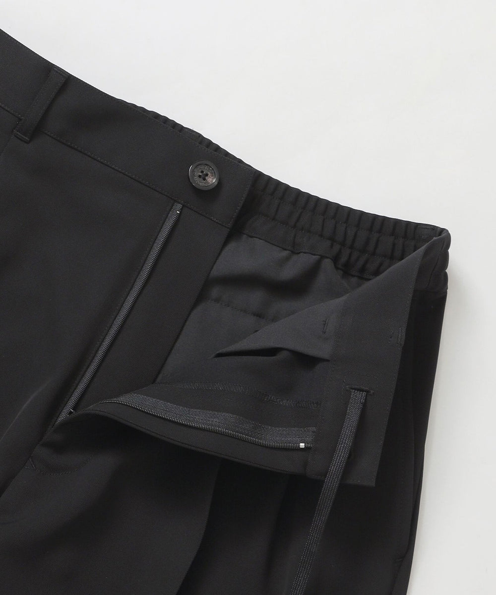 トリアセテートカルゼワイドトラウザーズ（カジュアルパンツ）｜BLACK