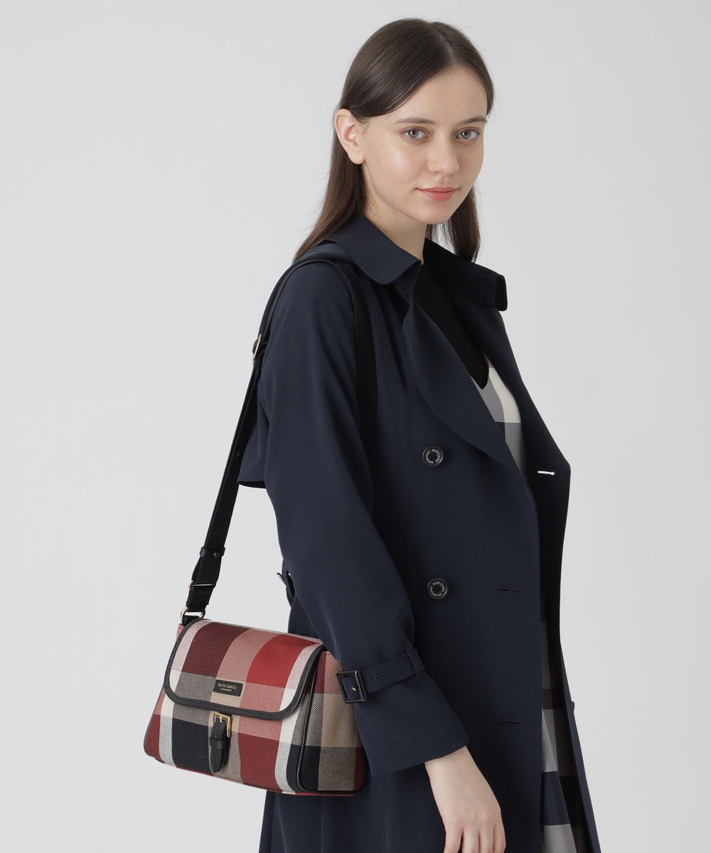 クレストブリッジチェックキャンバスかぶせショルダー（バッグ）｜BLUE