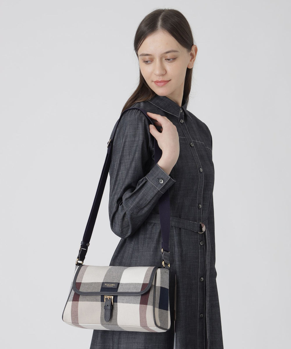 クレストブリッジチェックキャンバスかぶせショルダー（バッグ）｜BLUE