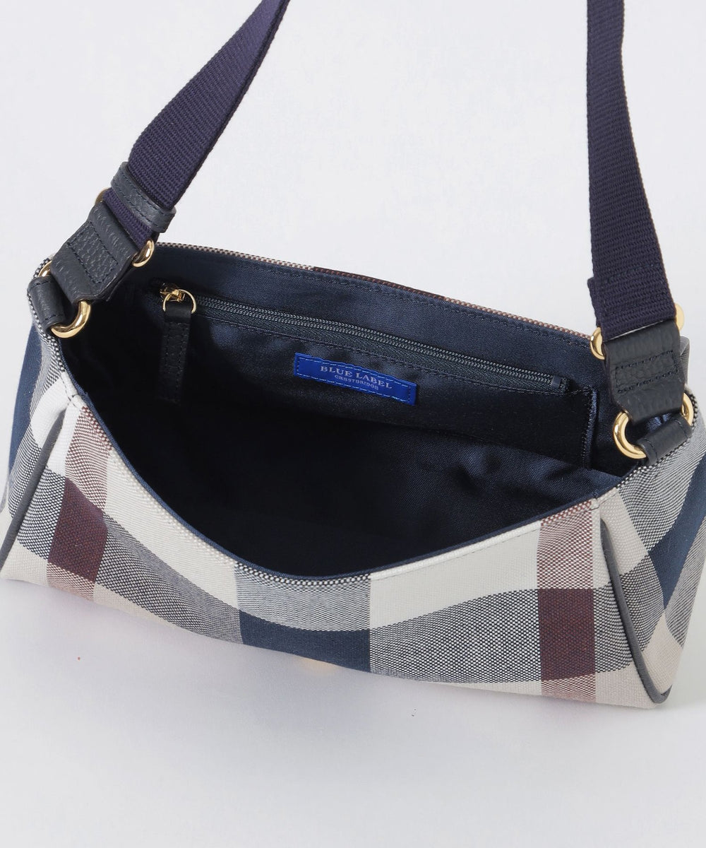 クレストブリッジチェックキャンバスかぶせショルダー（バッグ）｜BLUE