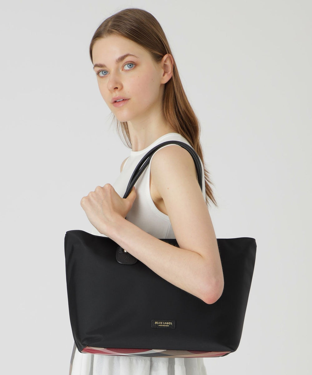 ブルーレーベルクレストブリッジ　ブラウン　チェック　ナイロントートバッグ クレストブリッジチェックトート（バッグ）｜BLUE LABEL