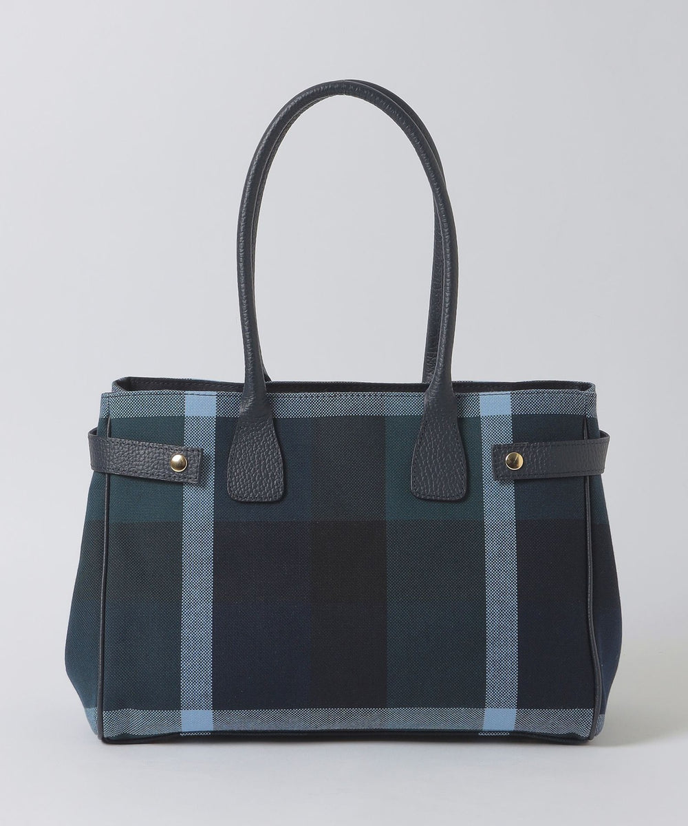 クレストブリッジチェックキャンバスハトメトート（バッグ）｜BLUE
