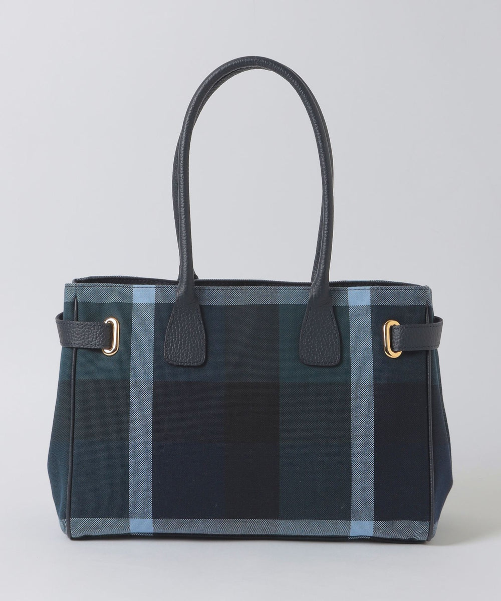 クレストブリッジチェックキャンバスハトメトート（バッグ）｜BLUE