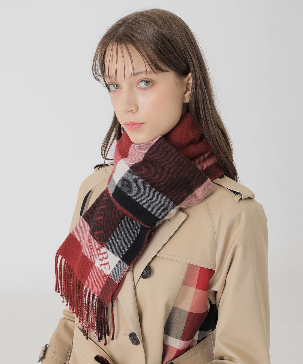 【10th ANNIVERSARY】クレストブリッジチェックロゴジャカードカシミヤマフラー