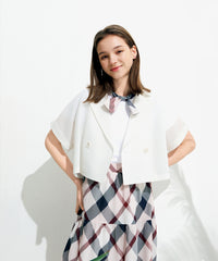 新品タグ付❤︎25SS PRIDE コットン リネン 切替 ブルゾン ジャケット 接触冷感】【防シワ】シアーボイルショートジャケット（ジャケット