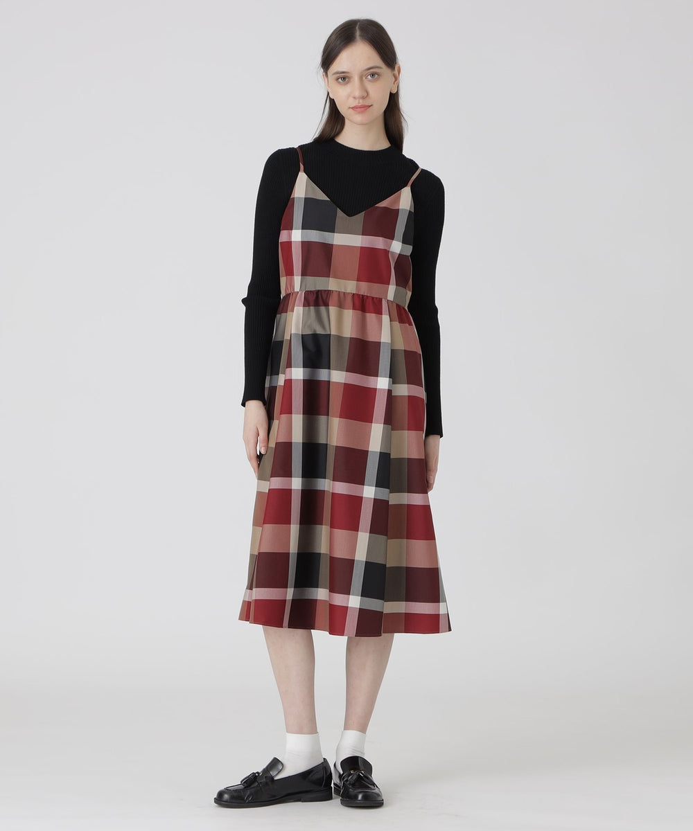 クレストブリッジチェックライトクロッシングツイルキャミソールドレス