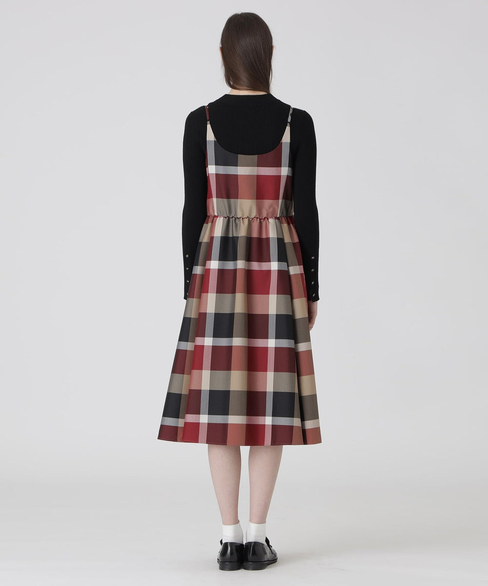 クレストブリッジチェックライトクロッシングツイルキャミソールドレス