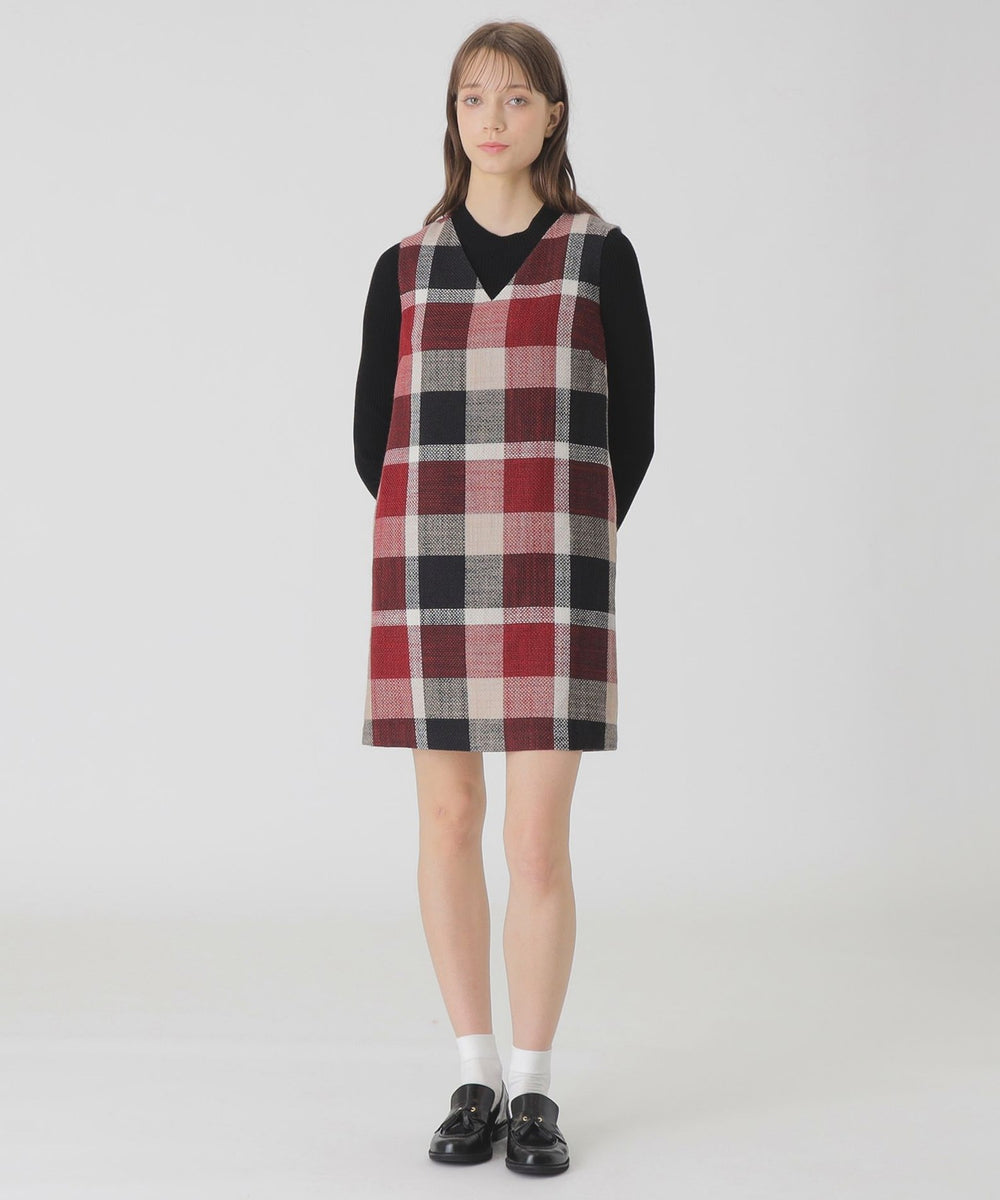 クレストブリッジチェックスラブプリペラミニドレス