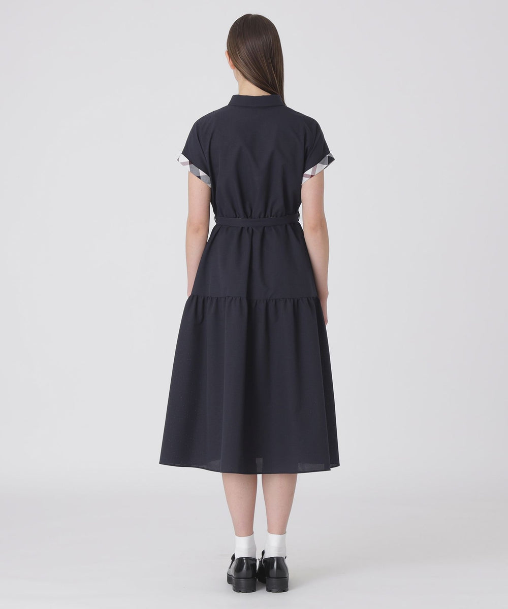 ブルーレーベルクレストブリッジ ピンタックロング2wayドレス リボン 黒 ブリーズドッツシャツカラードレス（ドレス）｜BLUE LABEL CRESTBRIDGE