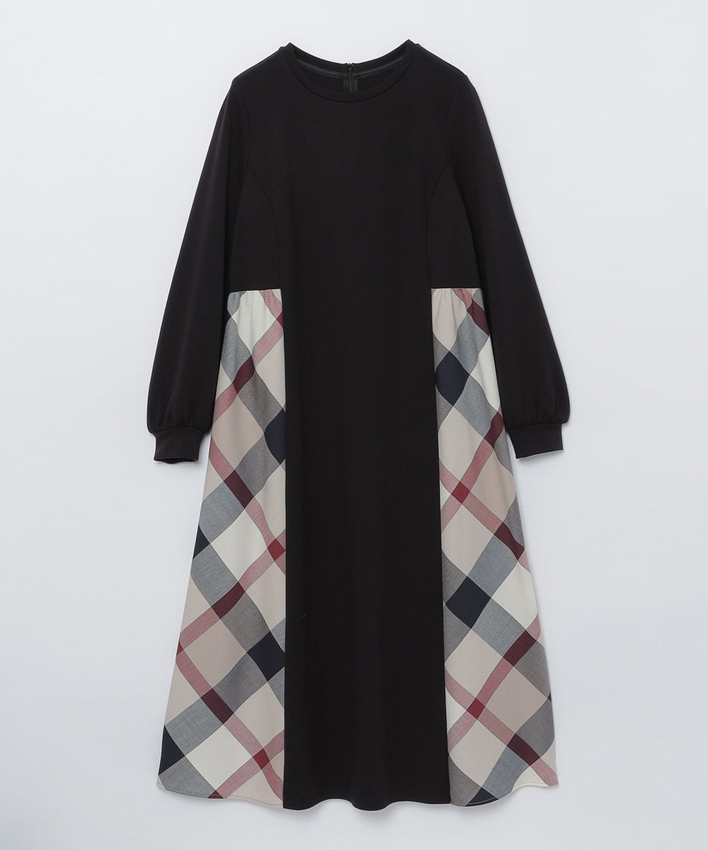 ブルーレーベルクレストブリッジ最新作フロントポケットパーシャルチェックドレス フロントポケットパーシャルチェックドレス