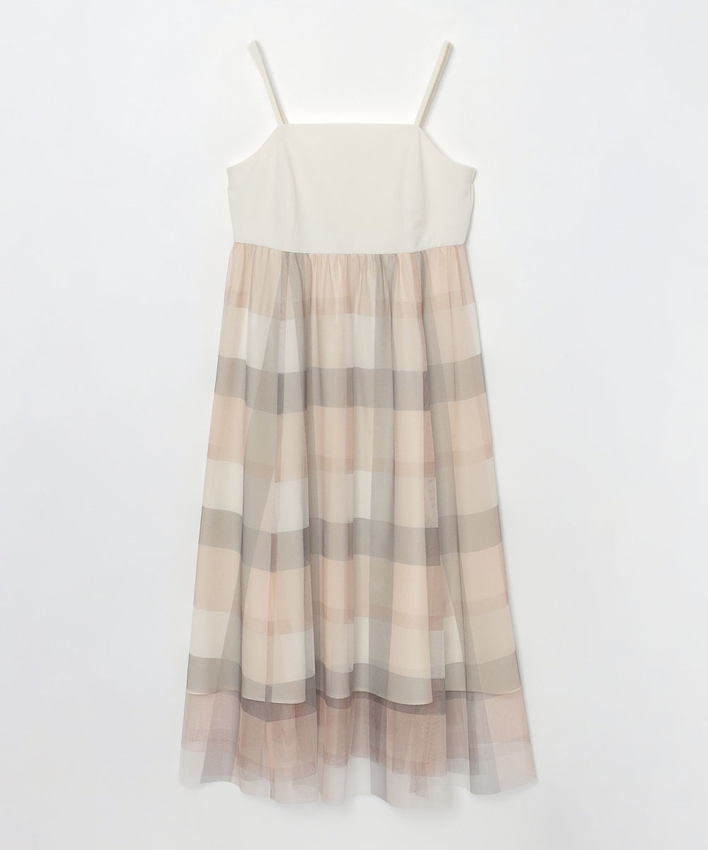 25SS クレストブリッジ バックチェック切替チュールレイヤードトップス S sweetコラボ】クレストブリッジチェックチュールプリントドレスセット