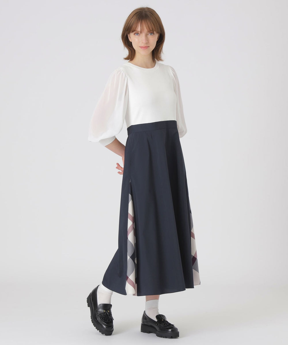 新品　ブルーレーベルクレストブリッジ　ニットドッキングドレス36　青42900円 シアースリーブニットドッキングドレス（ドレス）｜BLUE LABEL