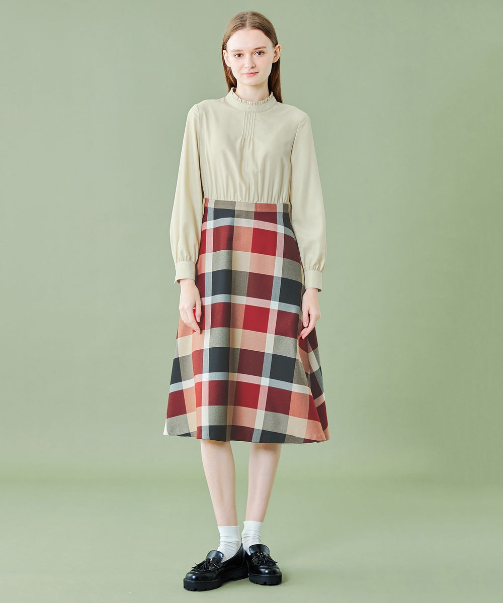 WEB限定】クレストブリッジチェッククロッシングビエラコンビドレス