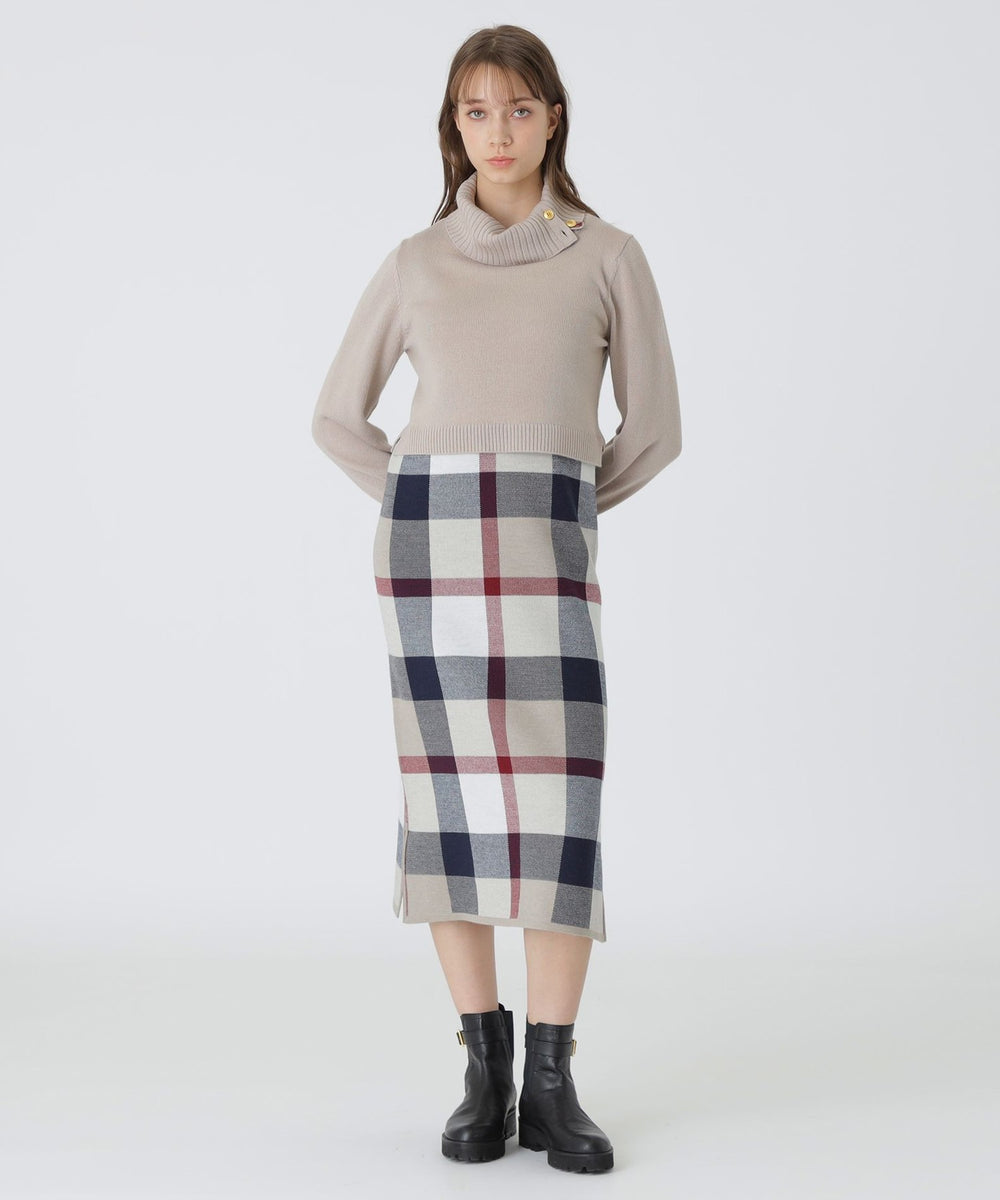 ヘアリークレストブリッジチェックジャカードドレス　新品紙タグ付き 原宿店限定】クレストブリッジチェックウーリージャカードセットドレス