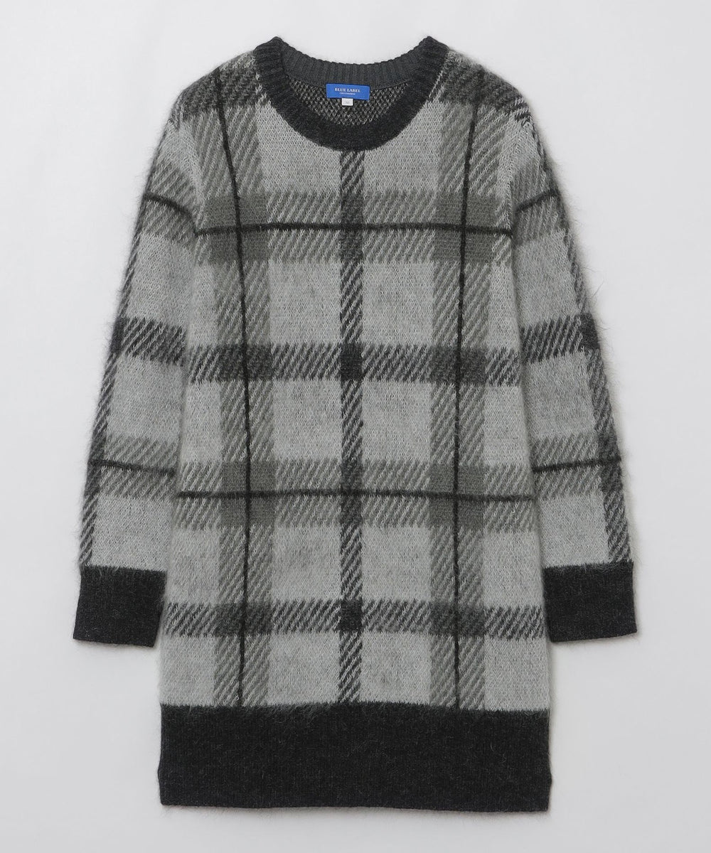 店舗限定】クレストブリッジチェックジャカードニットワンピース 店舗限定】クレストブリッジチェックジャカードニットワンピース
