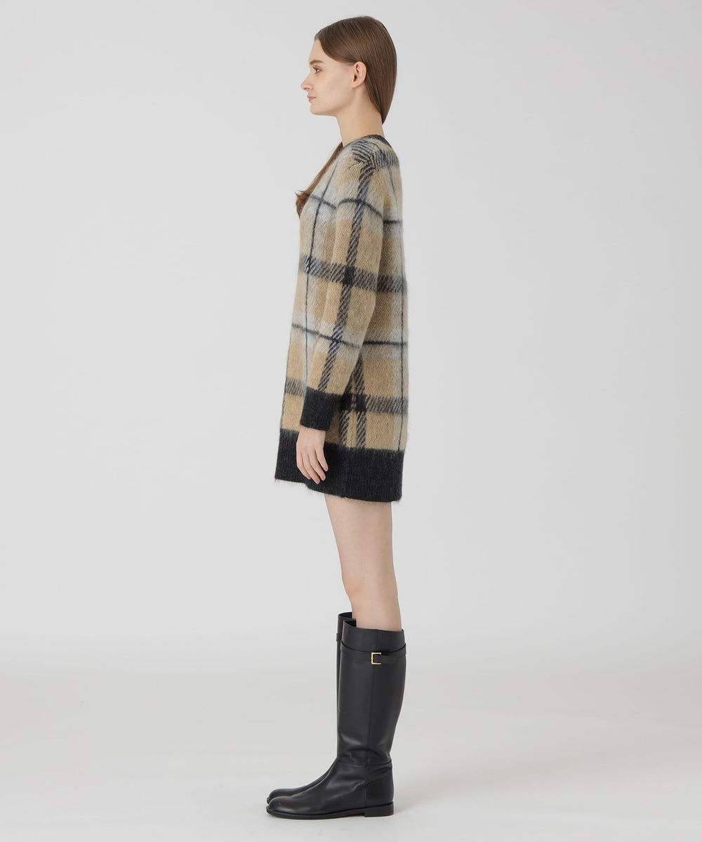 店舗限定】クレストブリッジチェックジャカードニットワンピース 店舗限定】クレストブリッジチェックジャカードニットワンピース
