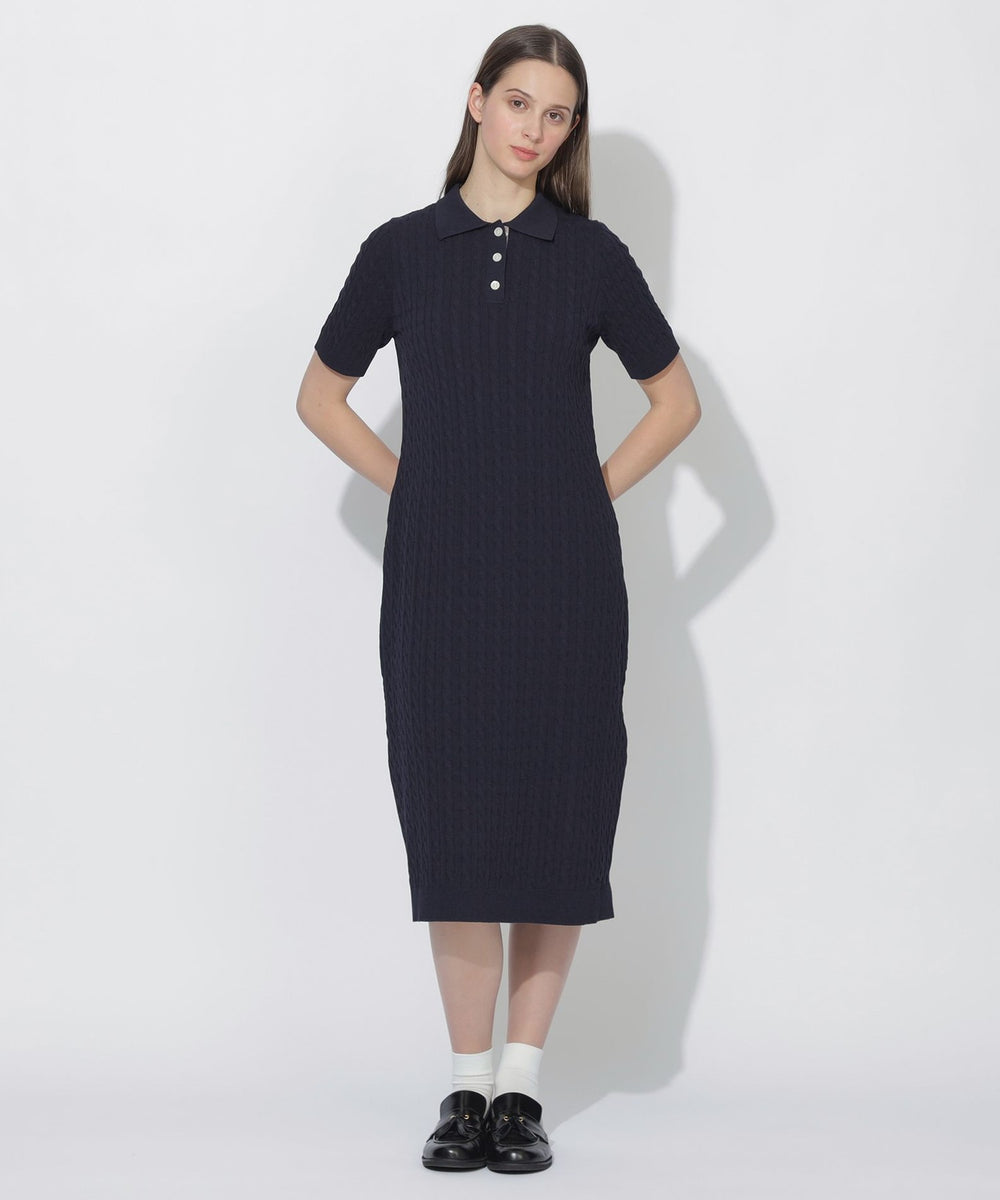 美品♡ブルーレーベルクレストブリッジ　コットンアクリルMIXニットワンピース　黒 WEB限定】ケーブルニットワンピース（ドレス）｜BLUE LABEL