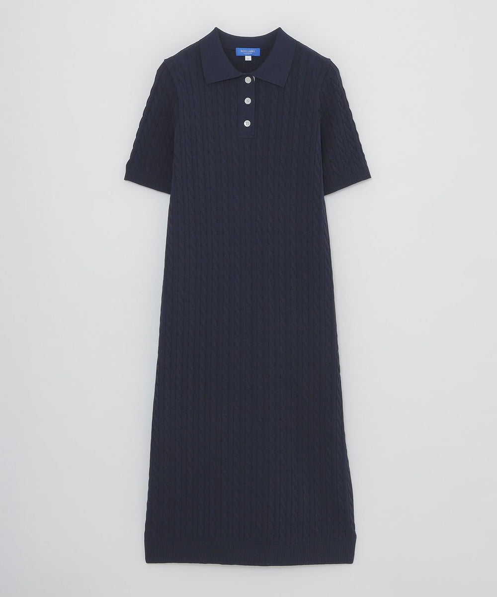 美品♡ブルーレーベルクレストブリッジ　コットンアクリルMIXニットワンピース　黒 WEB限定】ケーブルニットワンピース（ドレス）｜BLUE LABEL