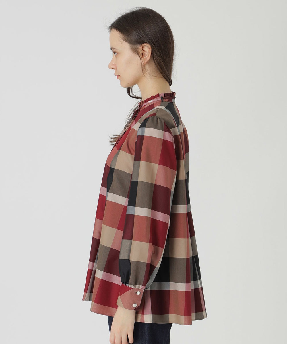 クレストブリッジチェックライトクロッシングツイルフレアブラウス