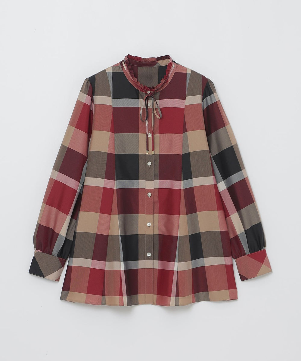 クレストブリッジチェックライトクロッシングツイルフレアブラウス